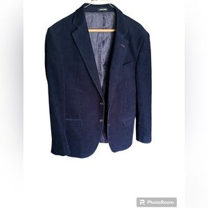 Men retro blue blazer corduroy jacket